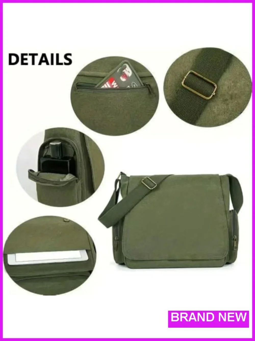 Canvas Messenger Bag Crossbody with Pockets for Women Men